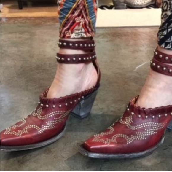 Old Gringo Shoes - Old Gringo Evangelina Red Leather Cowboy /Western/Biker Boots mules 7 7.5 8